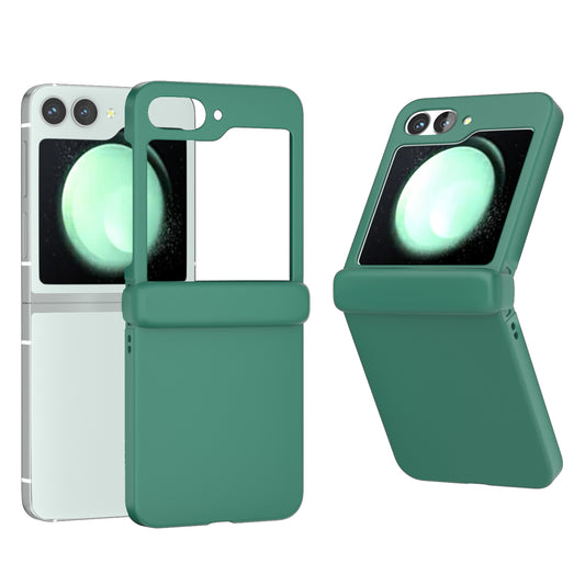 For Samsung Galaxy Z Flip6 5G Case Skin-touch PC Phone Cover with Hinge Protection - Dark Green