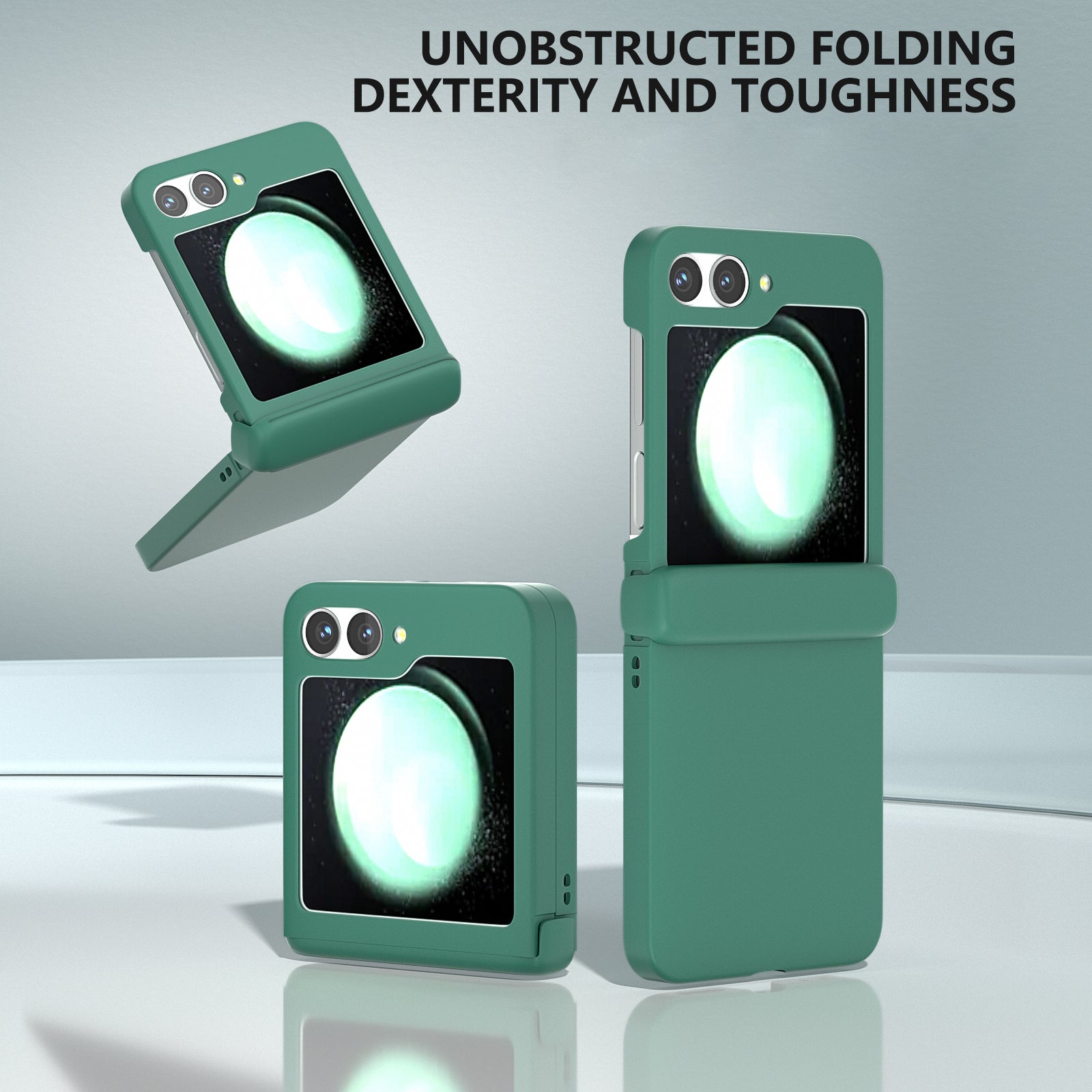 For Samsung Galaxy Z Flip6 5G Case Skin-touch PC Phone Cover with Hinge Protection - Dark Green