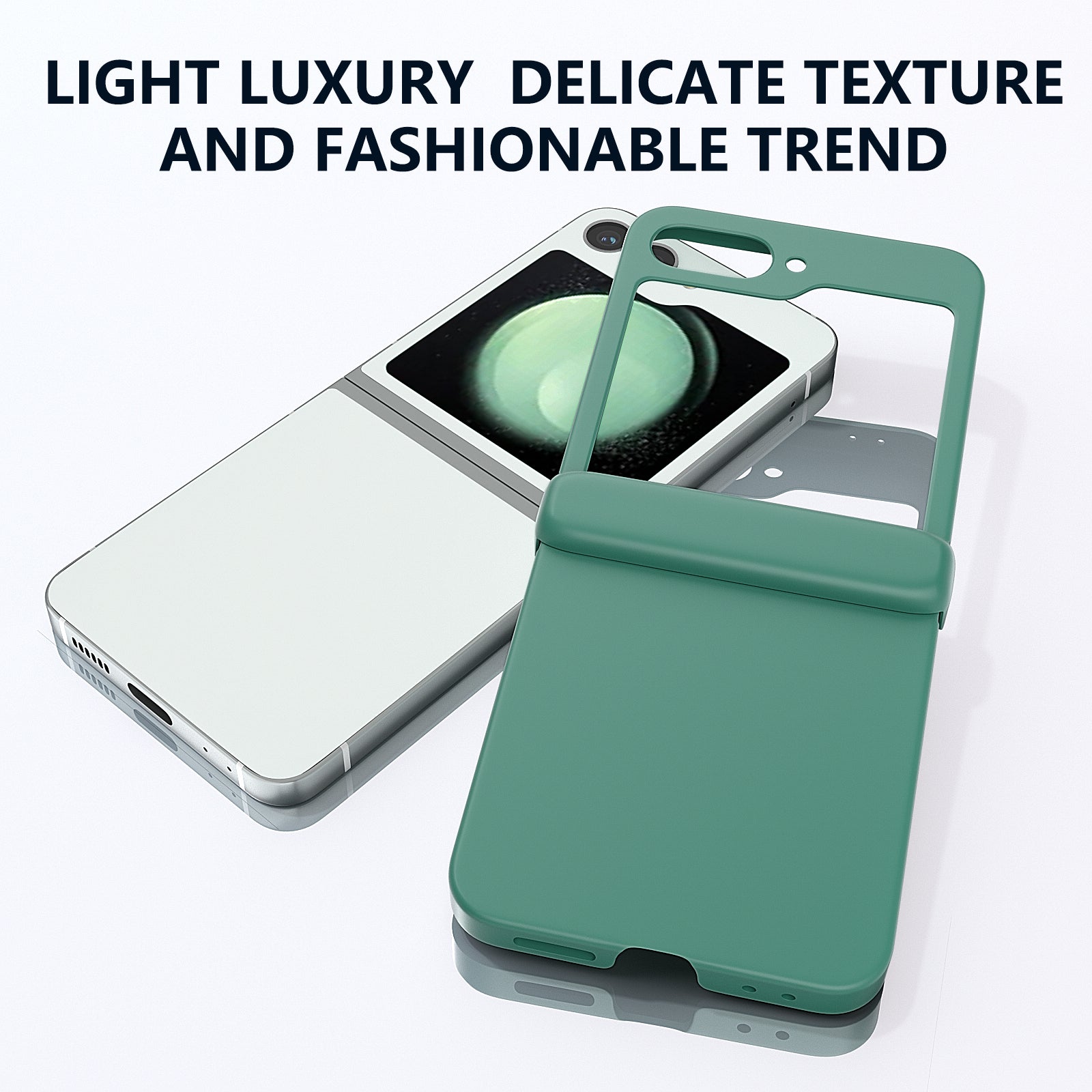 For Samsung Galaxy Z Flip6 5G Case Skin-touch PC Phone Cover with Hinge Protection - Dark Green