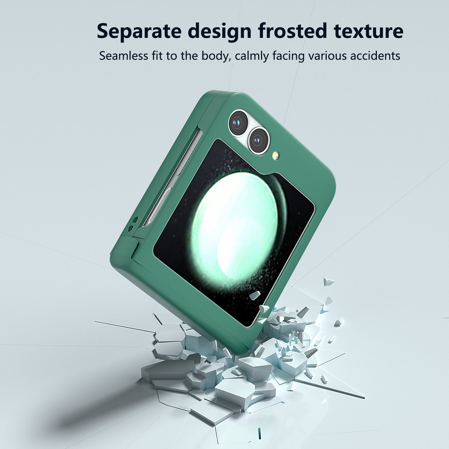 For Samsung Galaxy Z Flip6 5G Case Skin-touch PC Phone Cover with Hinge Protection - Dark Green