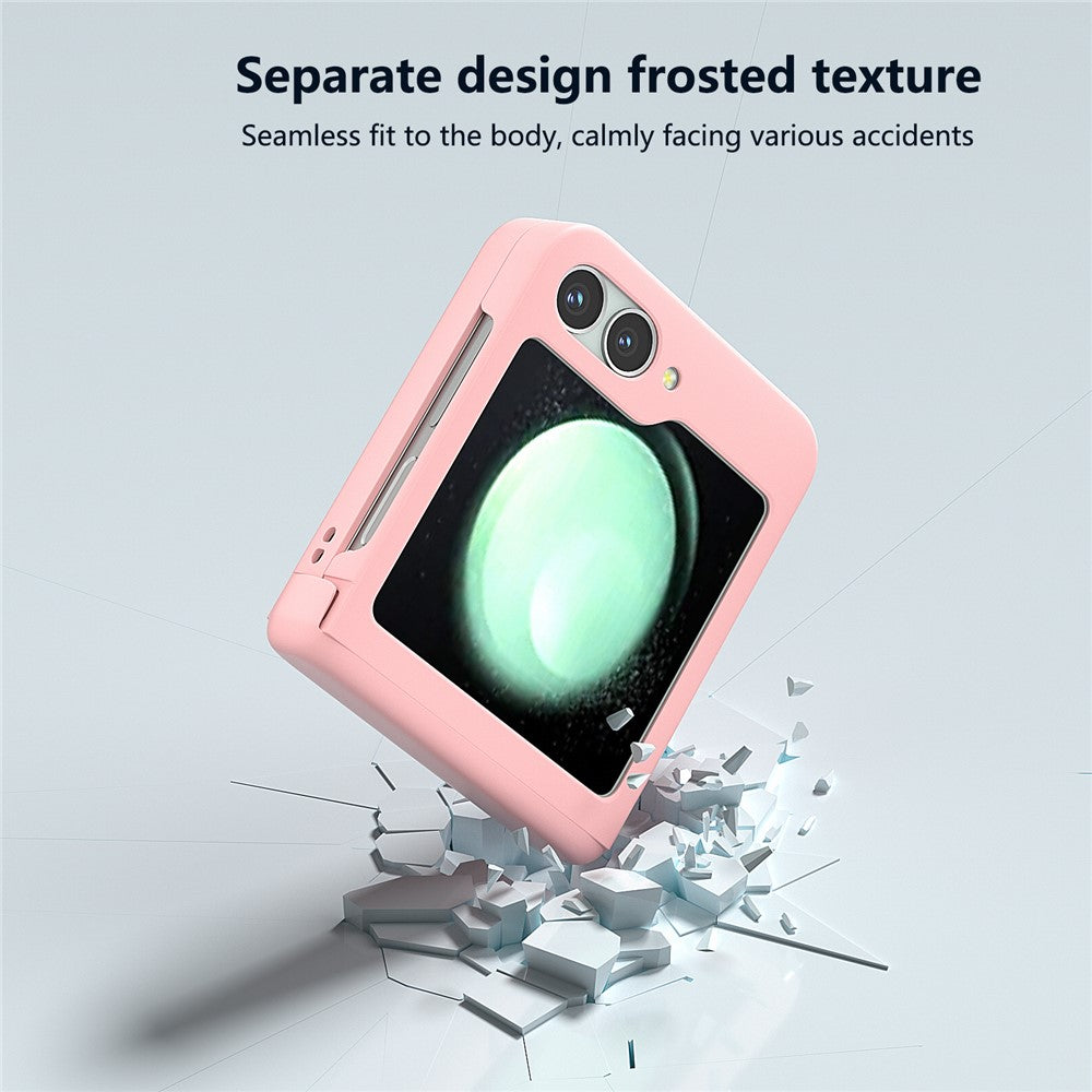 For Samsung Galaxy Z Flip7 FE 5G / Z Flip6 5G Case Skin-touch PC Phone Cover with Hinge Protection - Pink