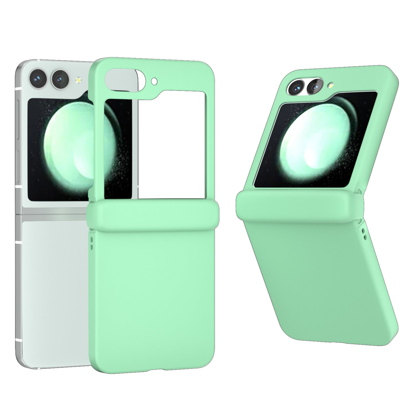 For Samsung Galaxy Z Flip6 5G Case Skin-touch PC Phone Cover with Hinge Protection - Light Green
