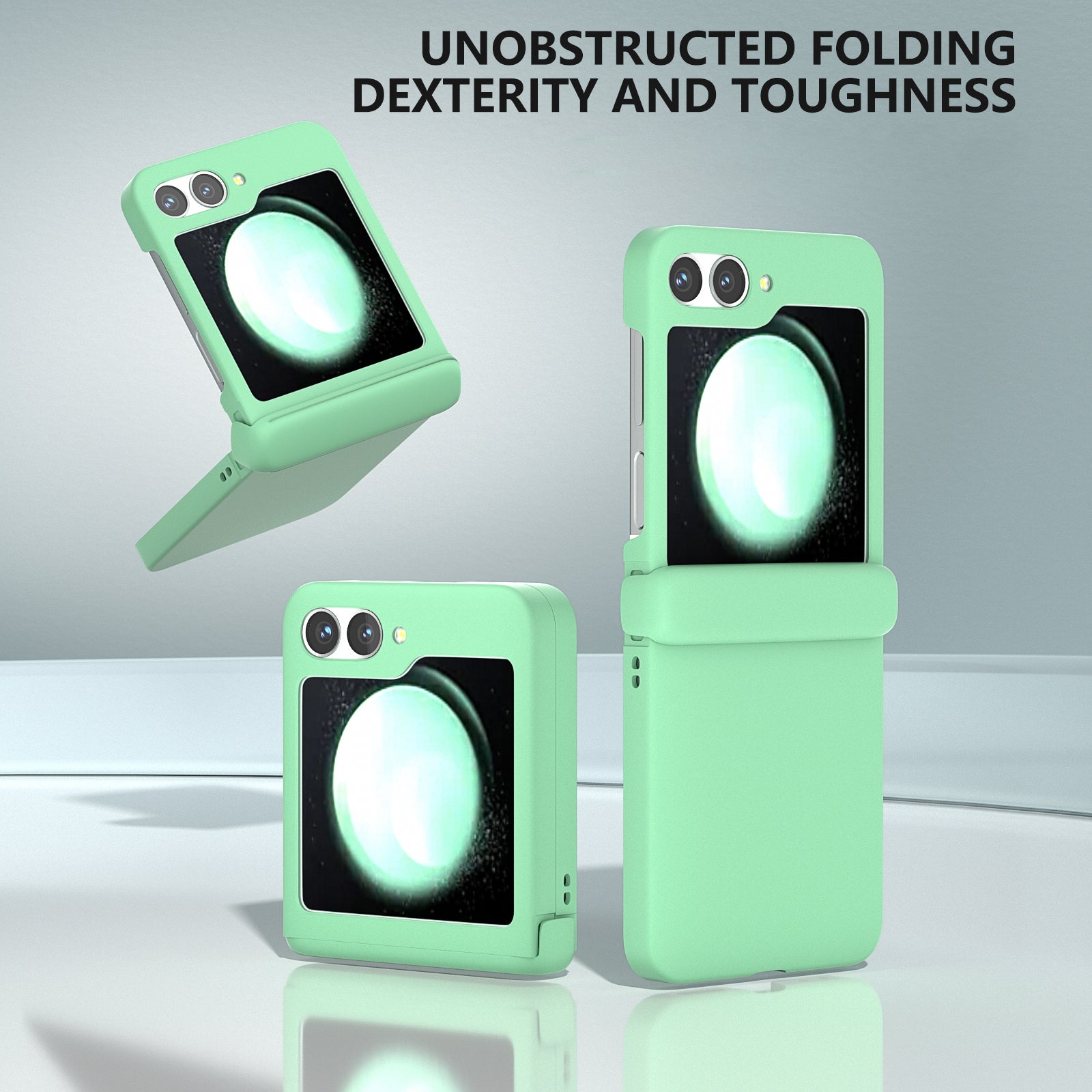 For Samsung Galaxy Z Flip6 5G Case Skin-touch PC Phone Cover with Hinge Protection - Light Green