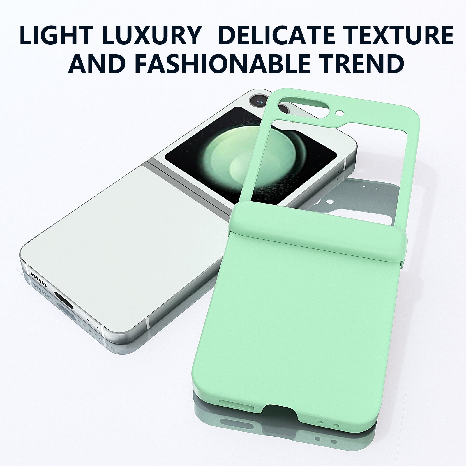 For Samsung Galaxy Z Flip6 5G Case Skin-touch PC Phone Cover with Hinge Protection - Light Green