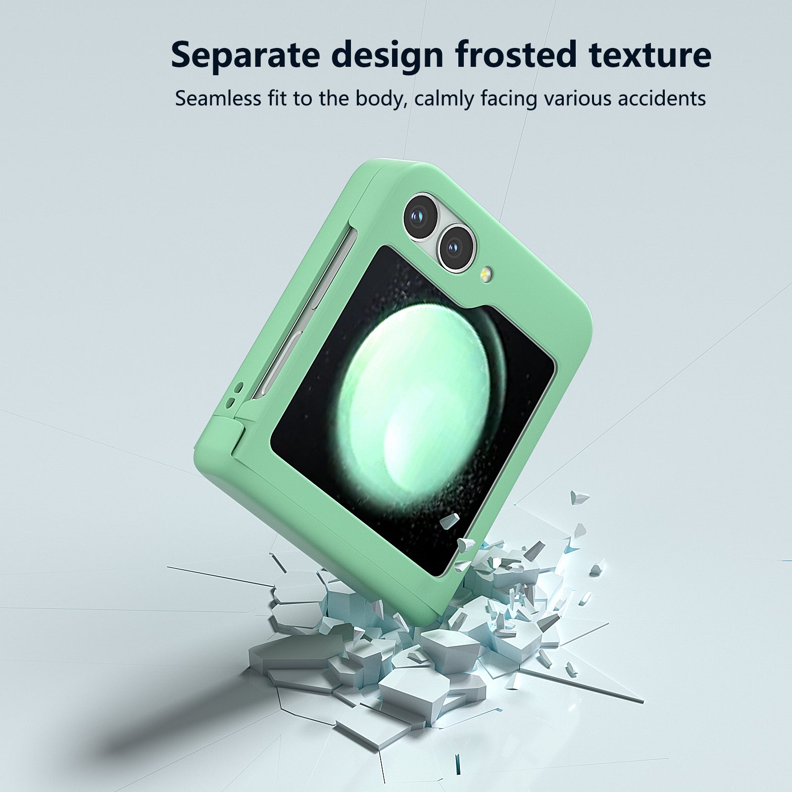 For Samsung Galaxy Z Flip6 5G Case Skin-touch PC Phone Cover with Hinge Protection - Light Green