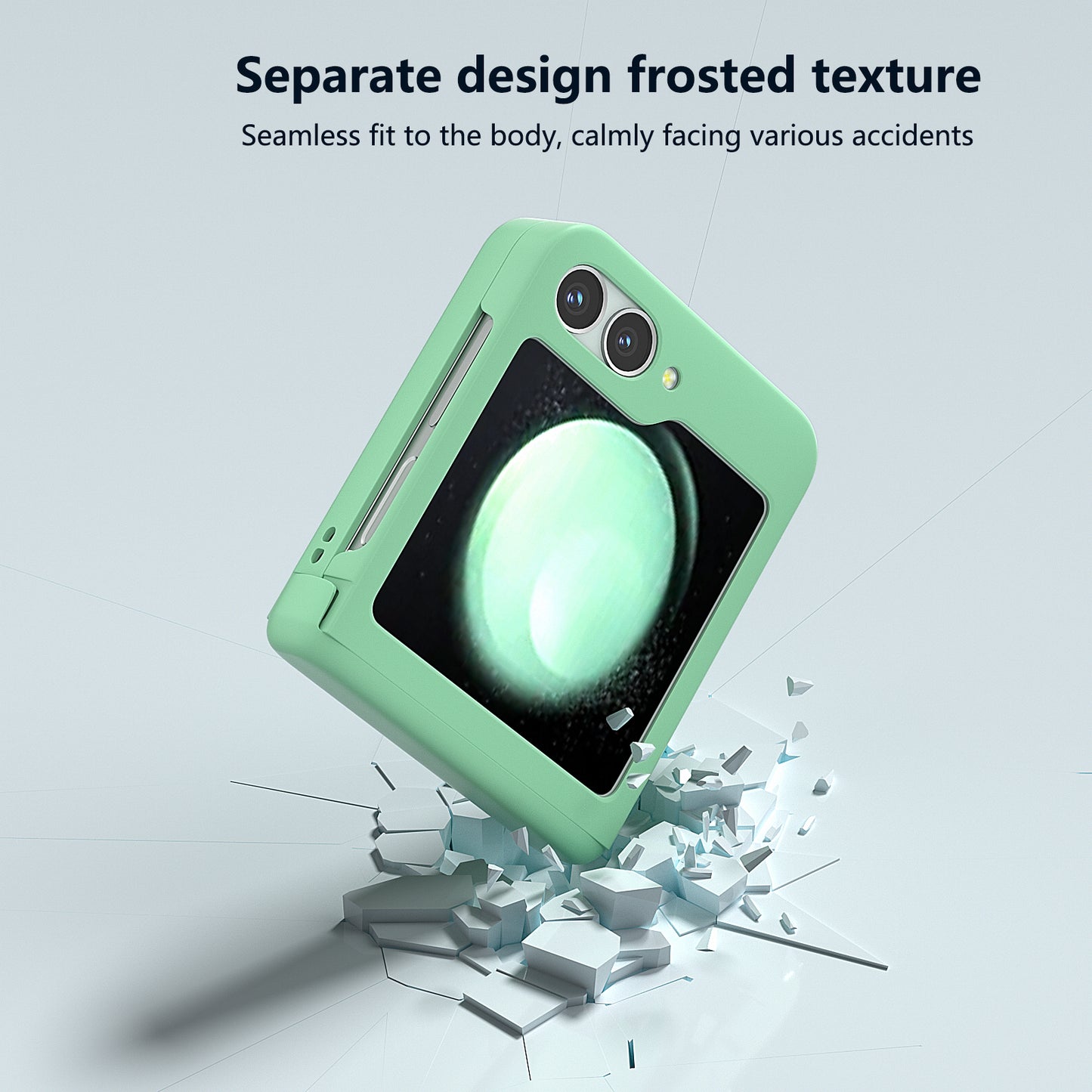 For Samsung Galaxy Z Flip6 5G Case Skin-touch PC Phone Cover with Hinge Protection - Light Green