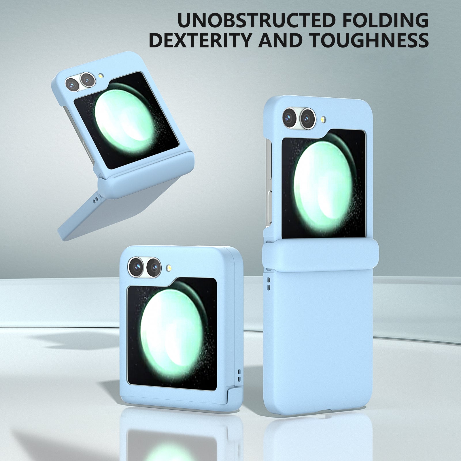 For Samsung Galaxy Z Flip6 5G Case Skin-touch PC Phone Cover with Hinge Protection - Baby Blue