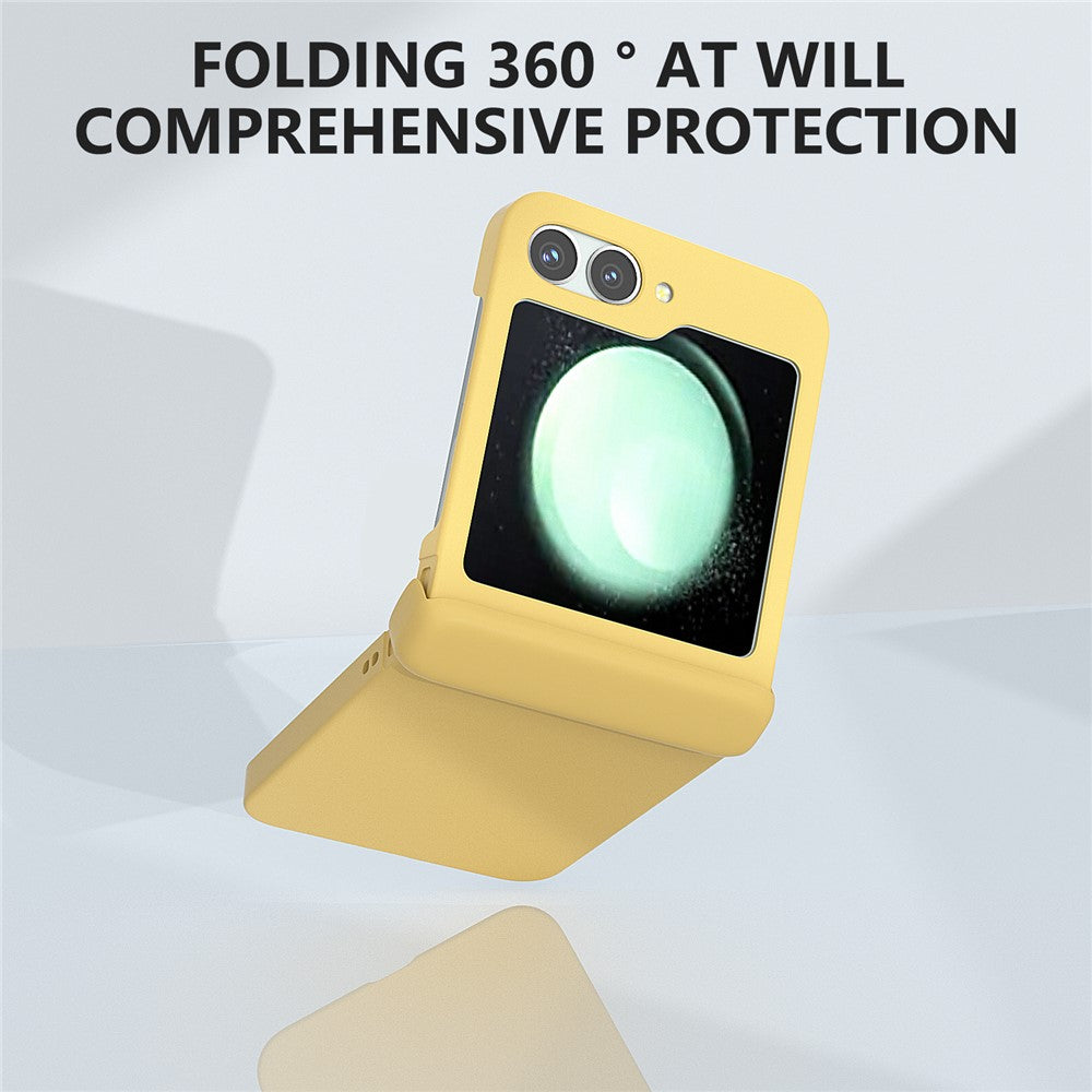 For Samsung Galaxy Z Flip7 FE 5G / Z Flip6 5G Case Skin-touch PC Phone Cover with Hinge Protection - Yellow
