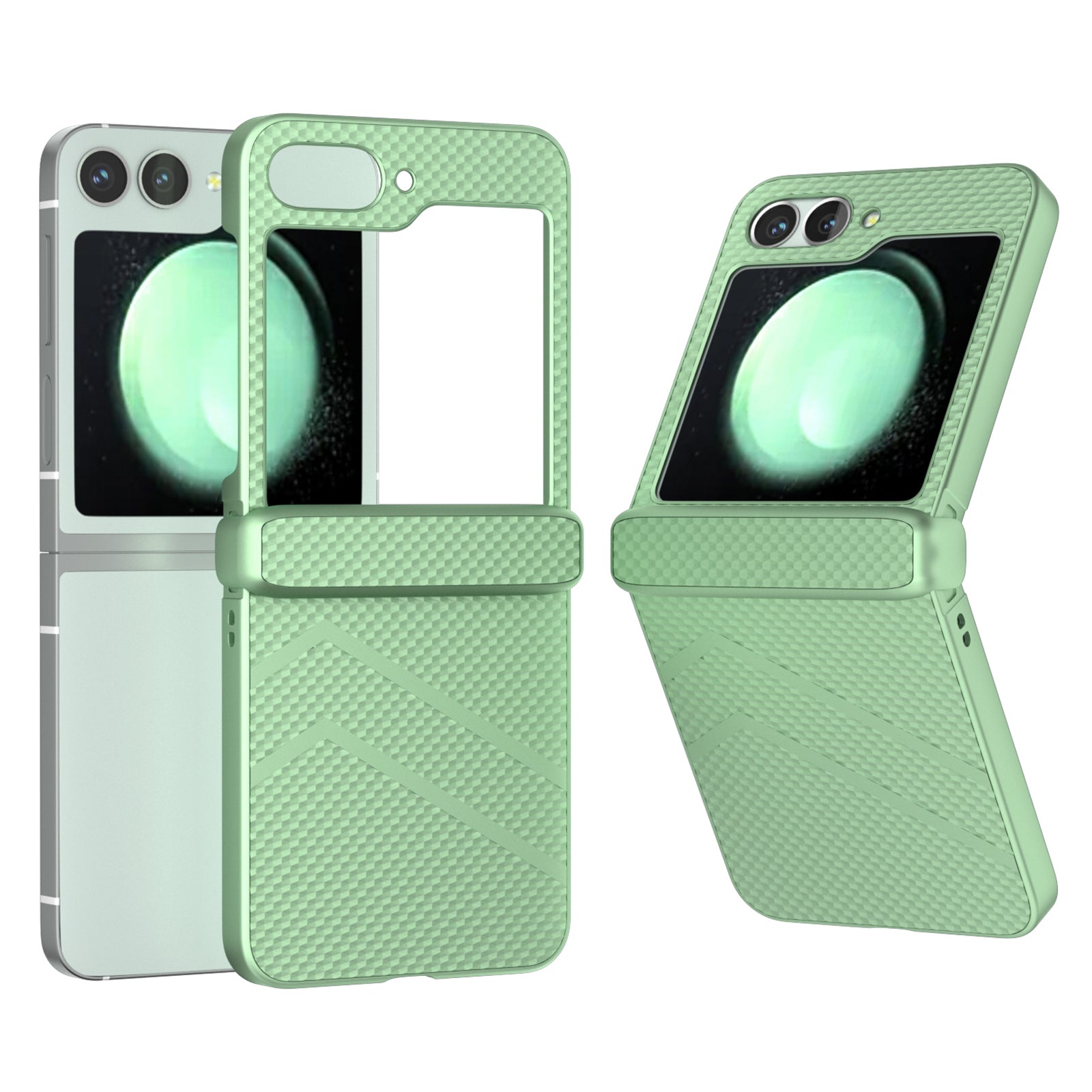 For Samsung Galaxy Z Flip6 5G Case Matte Texture PC Phone Cover with Hinge Protection - Light Green