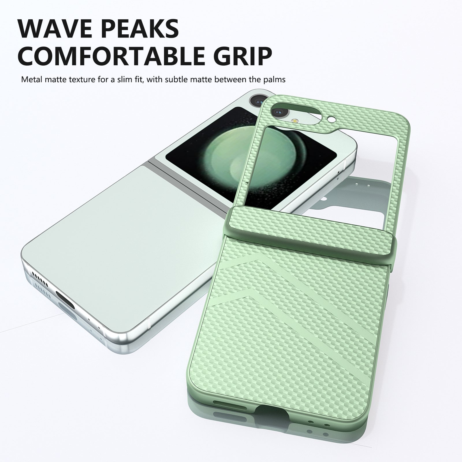 For Samsung Galaxy Z Flip6 5G Case Matte Texture PC Phone Cover with Hinge Protection - Light Green