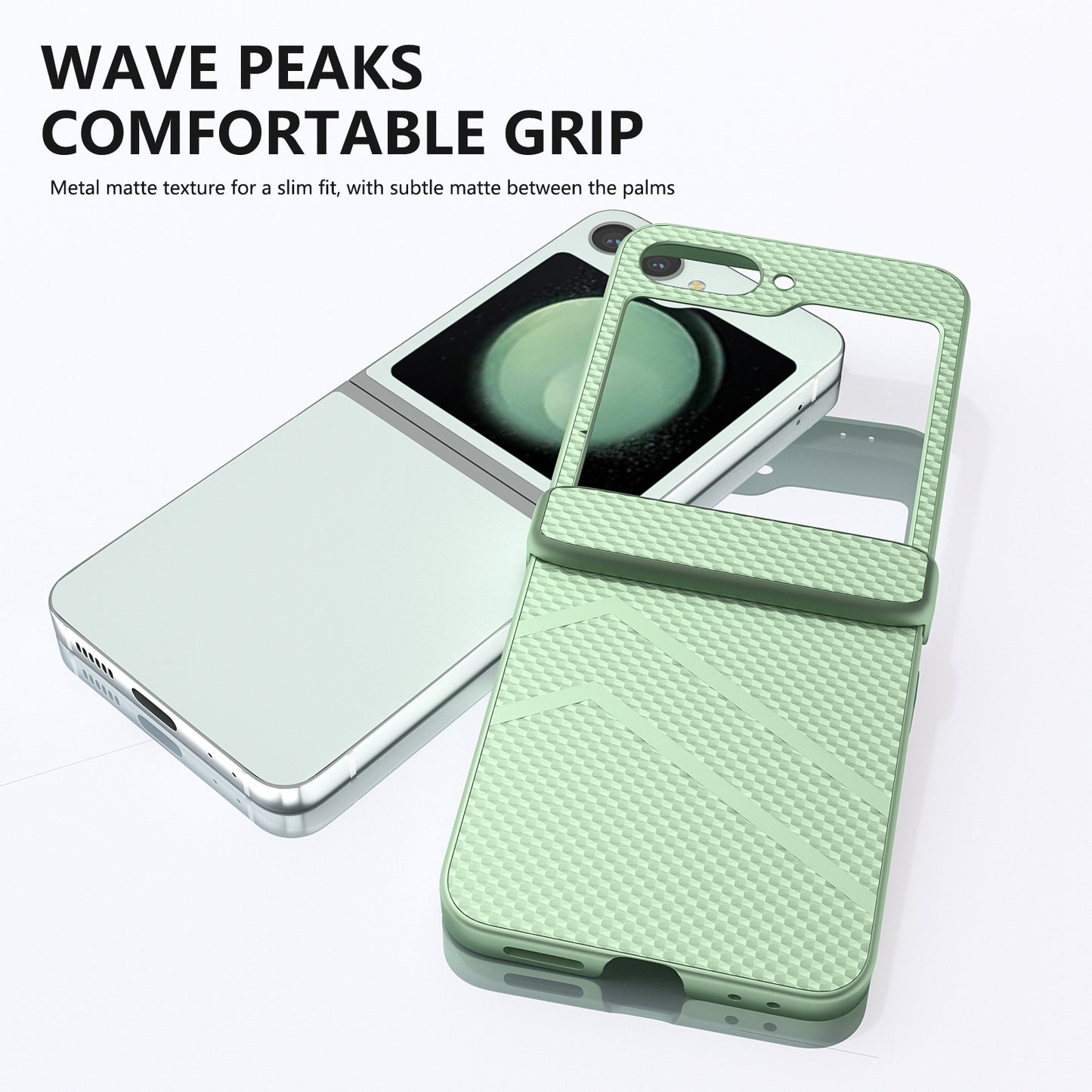For Samsung Galaxy Z Flip6 5G Case Matte Texture PC Phone Cover with Hinge Protection - Light Green