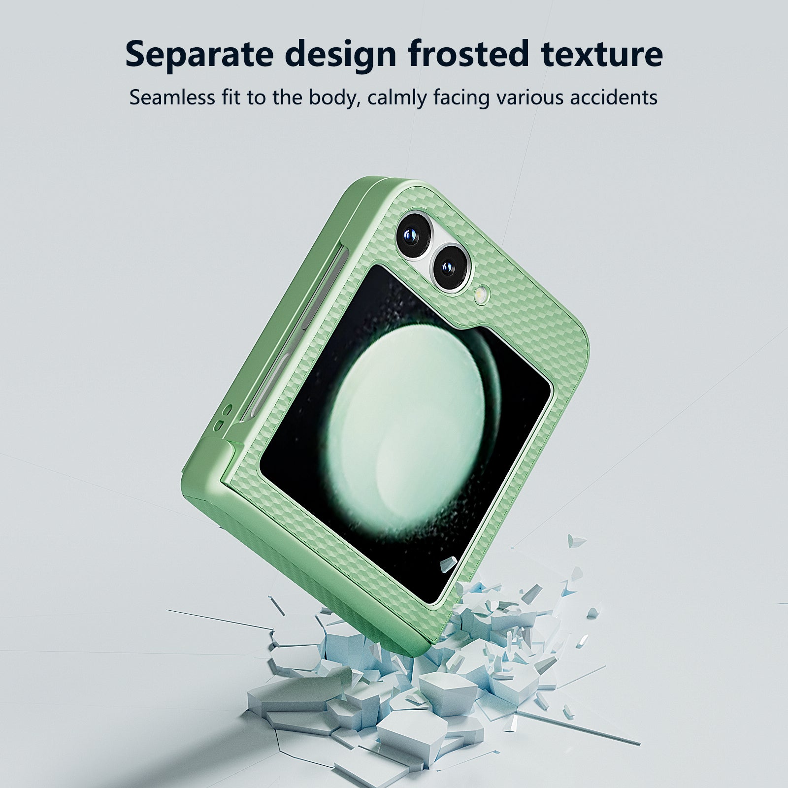 For Samsung Galaxy Z Flip6 5G Case Matte Texture PC Phone Cover with Hinge Protection - Light Green