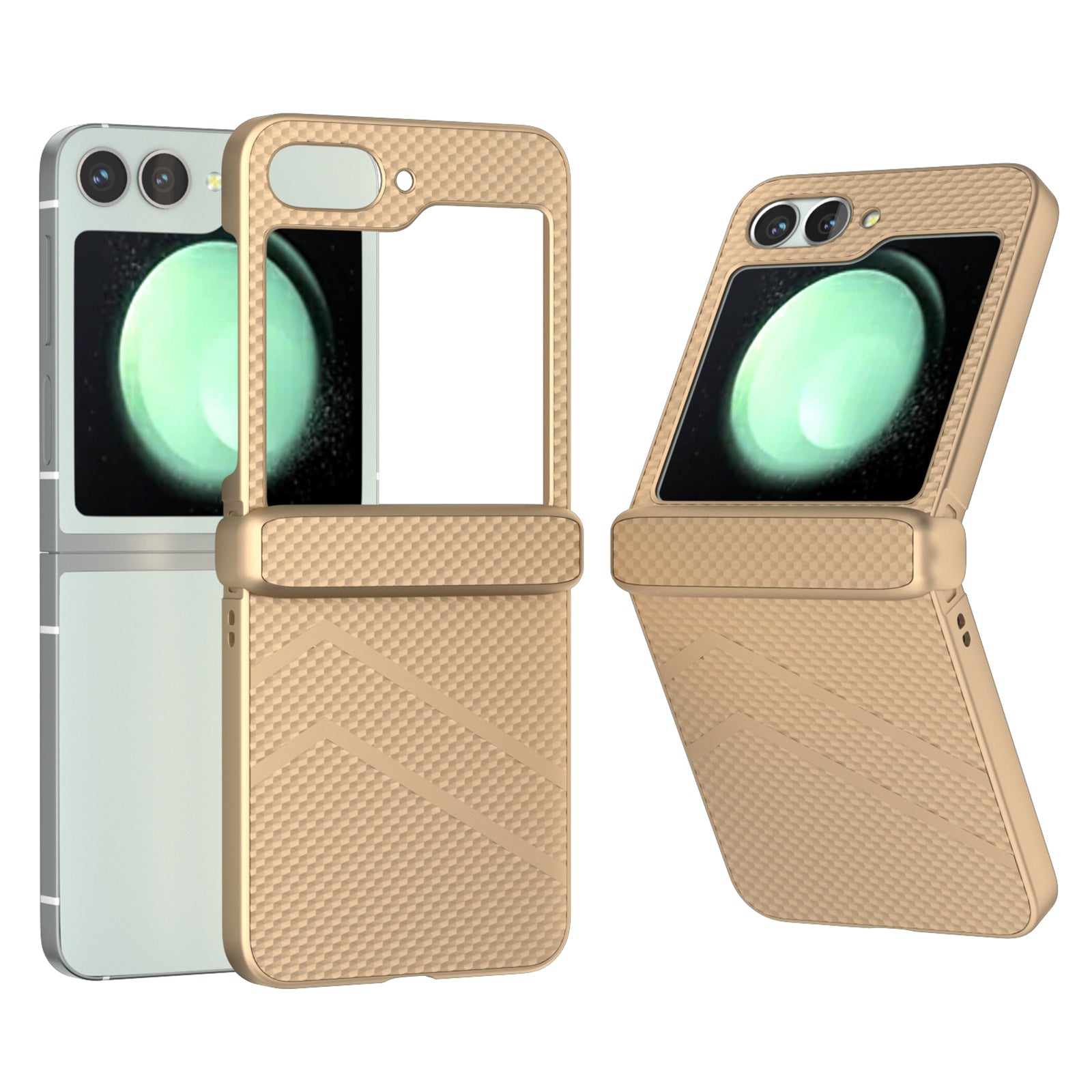 For Samsung Galaxy Z Flip6 5G Case Matte Texture PC Phone Cover with Hinge Protection - Gold