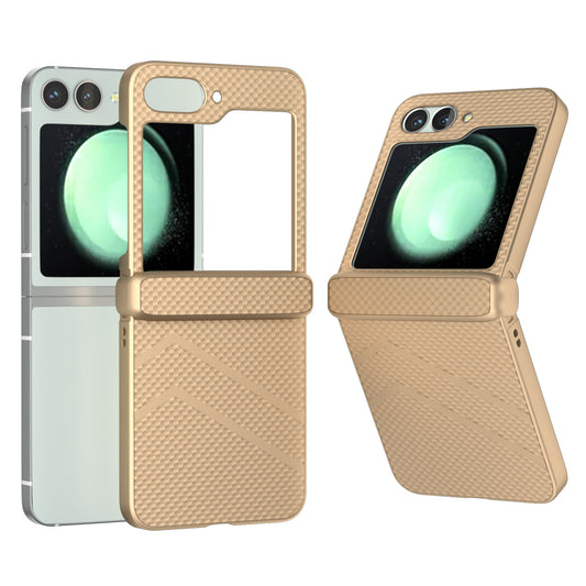 For Samsung Galaxy Z Flip6 5G Case Matte Texture PC Phone Cover with Hinge Protection - Gold