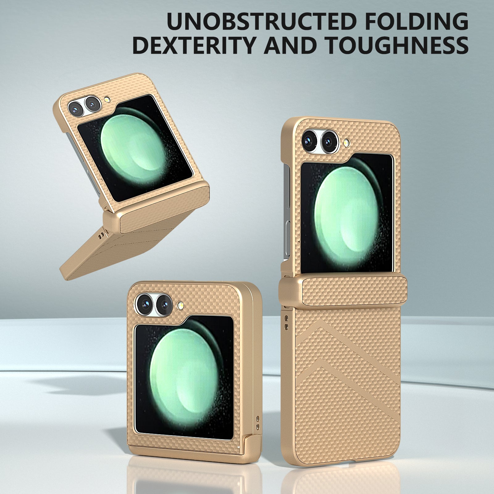 For Samsung Galaxy Z Flip6 5G Case Matte Texture PC Phone Cover with Hinge Protection - Gold
