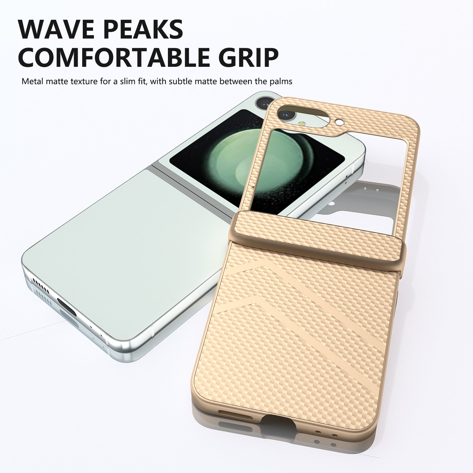 For Samsung Galaxy Z Flip6 5G Case Matte Texture PC Phone Cover with Hinge Protection - Gold