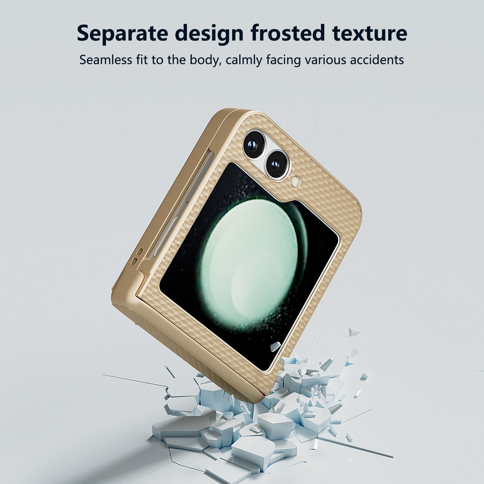 For Samsung Galaxy Z Flip6 5G Case Matte Texture PC Phone Cover with Hinge Protection - Gold