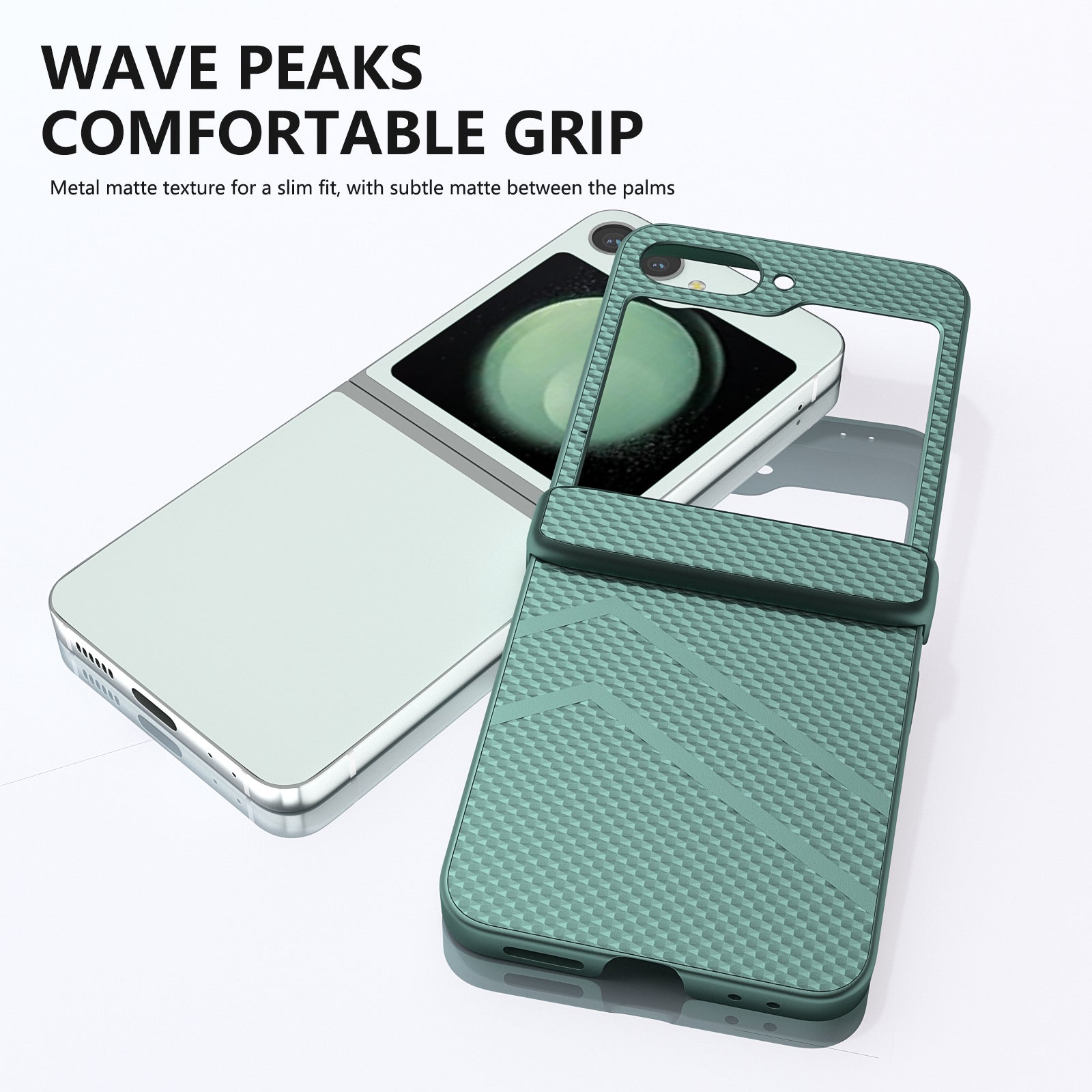 For Samsung Galaxy Z Flip6 5G Case Matte Texture PC Phone Cover with Hinge Protection - Dark Green