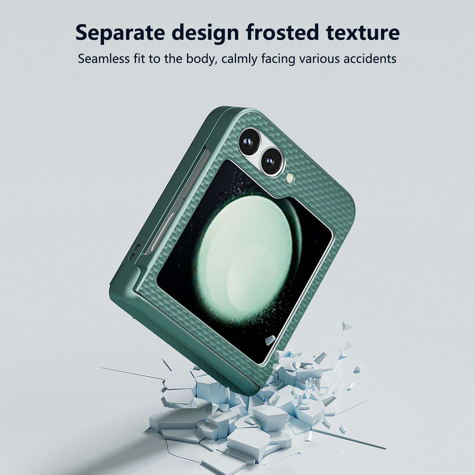 For Samsung Galaxy Z Flip6 5G Case Matte Texture PC Phone Cover with Hinge Protection - Dark Green