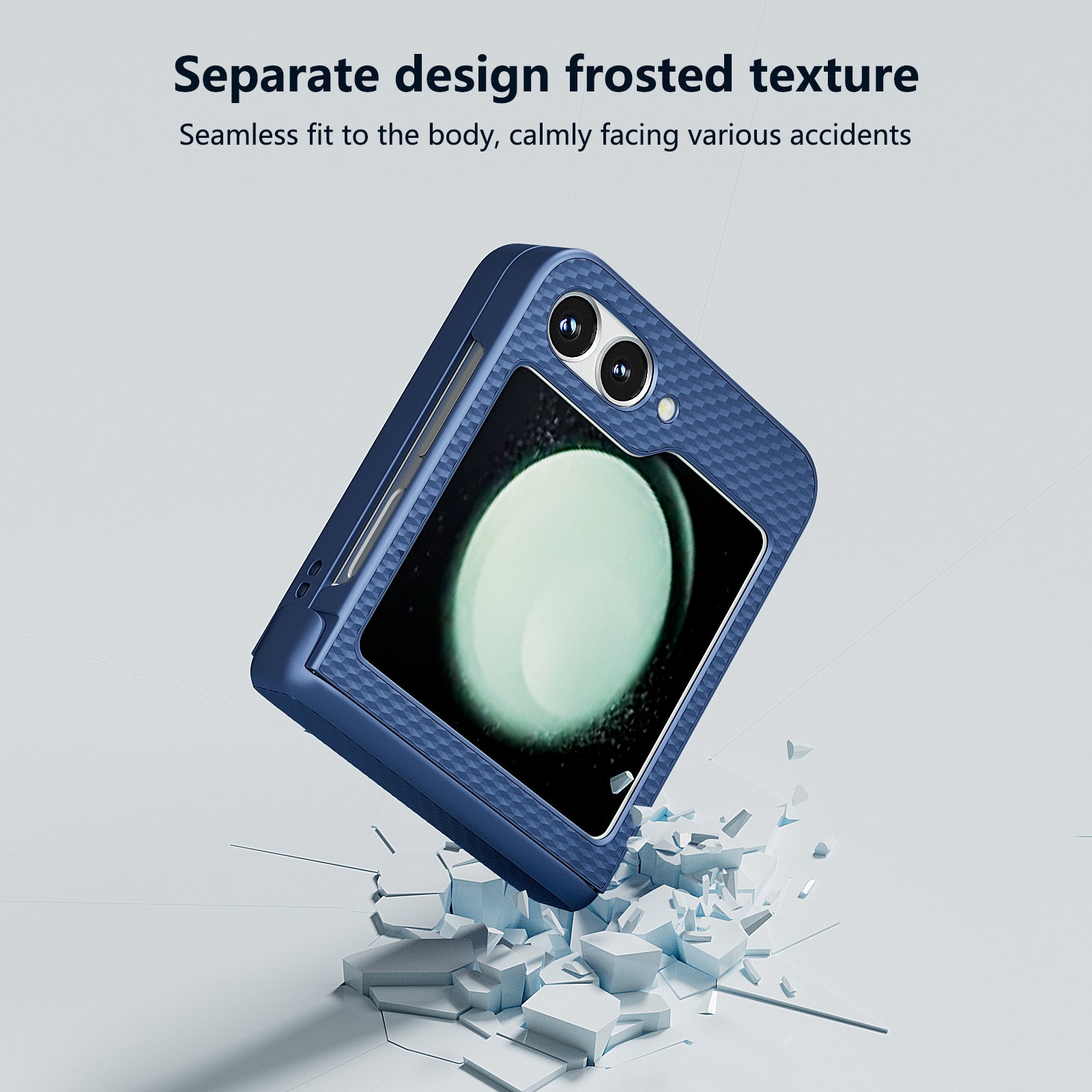 For Samsung Galaxy Z Flip6 5G Case Matte Texture PC Phone Cover with Hinge Protection - Dark Blue