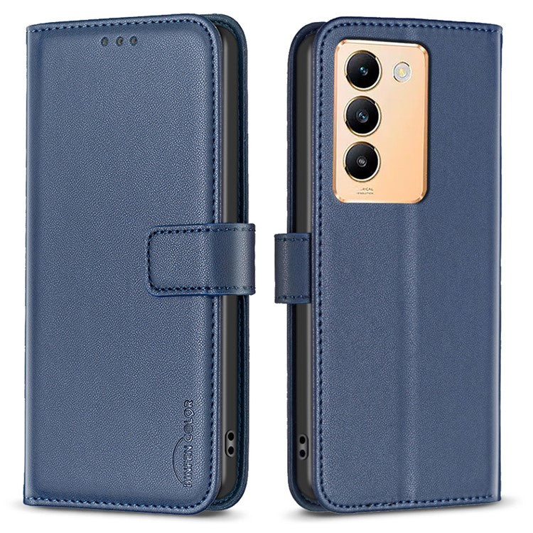 BINFEN COLOR BF17 For vivo Y200e 5G Wallet Case Magnetic Closing Card Slots Phone Cover - Blue