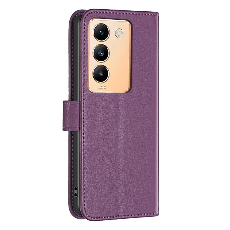 BINFEN COLOR BF17 For vivo Y200e 5G Wallet Case Magnetic Closing Card Slots Phone Cover - Dark Purple