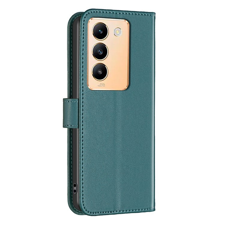 BINFEN COLOR BF17 For vivo Y200e 5G Wallet Case Magnetic Closing Card Slots Phone Cover - Green