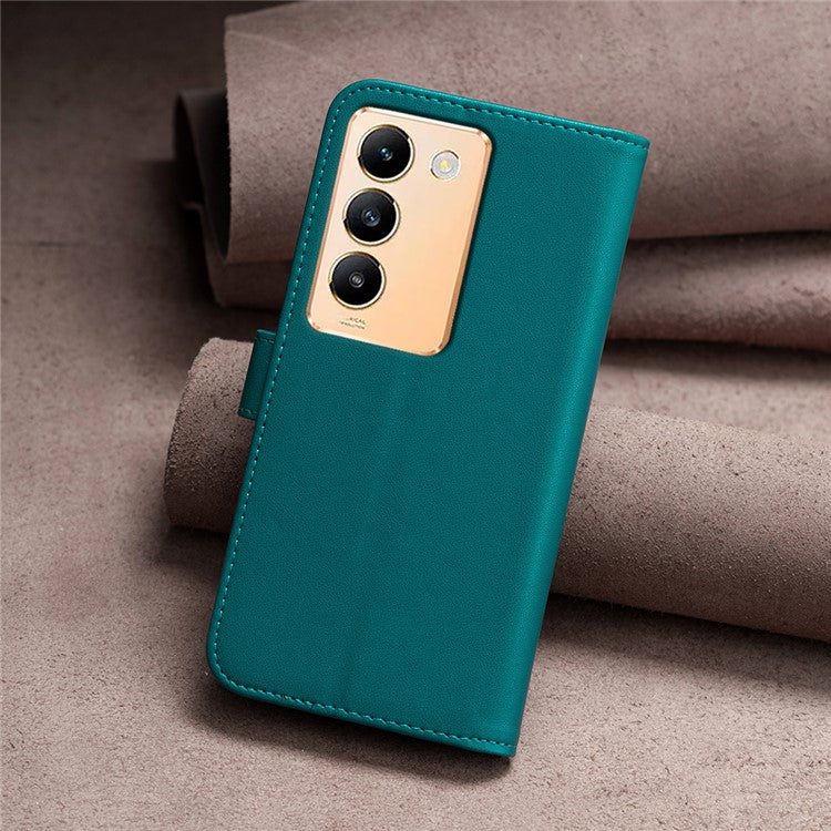 BINFEN COLOR BF17 For vivo Y200e 5G Wallet Case Magnetic Closing Card Slots Phone Cover - Green