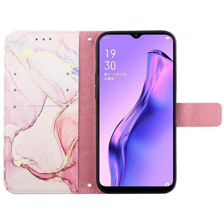 YB Pattern Printing Leather Series-5 For Oppo A79 5G / A2 5G Case Card Slots Wallet Leather Phone Cover - Rose Gold LS005
