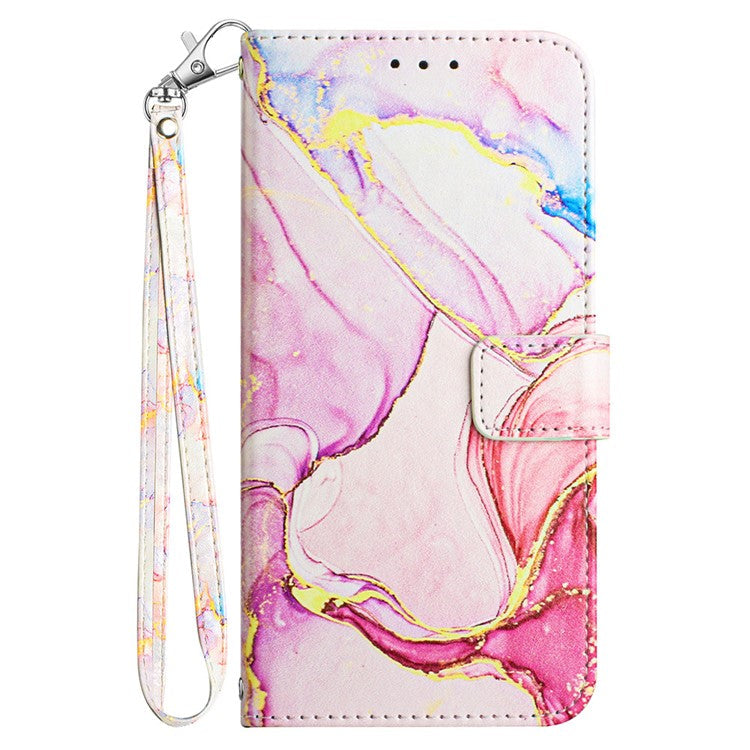YB Pattern Printing Leather Series-5 For Oppo A79 5G / A2 5G Case Card Slots Wallet Leather Phone Cover - Rose Gold LS005