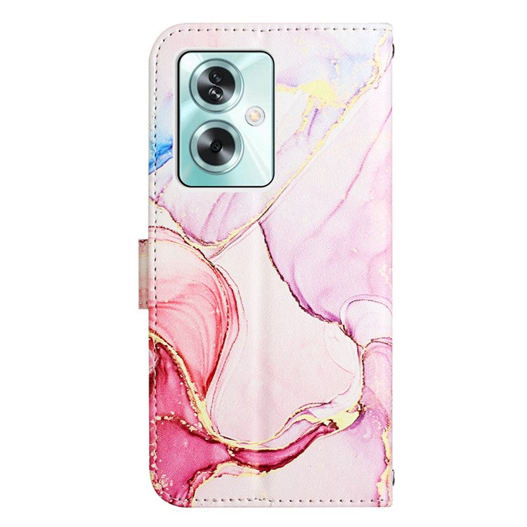 YB Pattern Printing Leather Series-5 For Oppo A79 5G / A2 5G Case Card Slots Wallet Leather Phone Cover - Rose Gold LS005