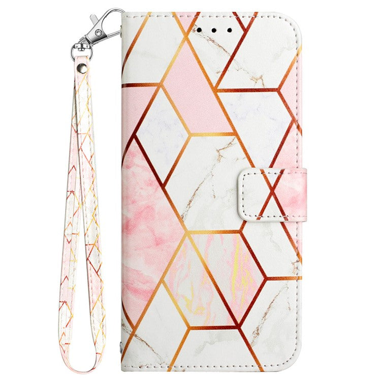 YB Pattern Printing Leather Series-5 For Oppo A79 5G / A2 5G Case Card Slots Wallet Leather Phone Cover - Pink+White LS002