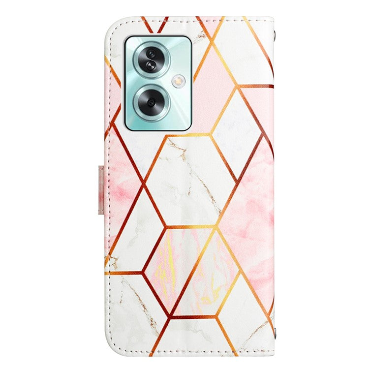 YB Pattern Printing Leather Series-5 For Oppo A79 5G / A2 5G Case Card Slots Wallet Leather Phone Cover - Pink+White LS002