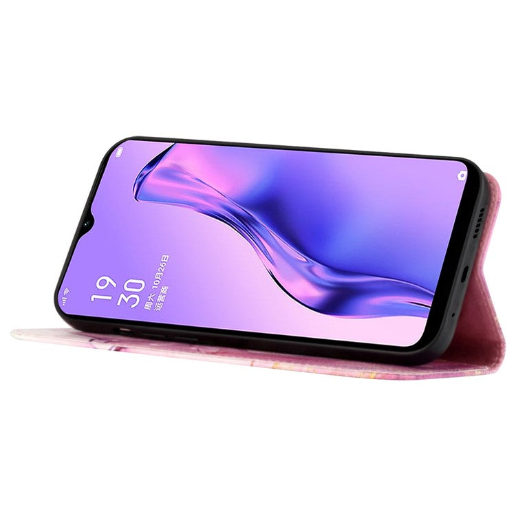YB Pattern Printing Leather Series-5 For Oppo A79 5G / A2 5G Case Card Slots Wallet Leather Phone Cover - Pink+Purple+Gold LS001