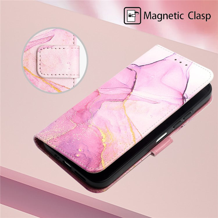 YB Pattern Printing Leather Series-5 For Oppo A79 5G / A2 5G Case Card Slots Wallet Leather Phone Cover - Pink+Purple+Gold LS001