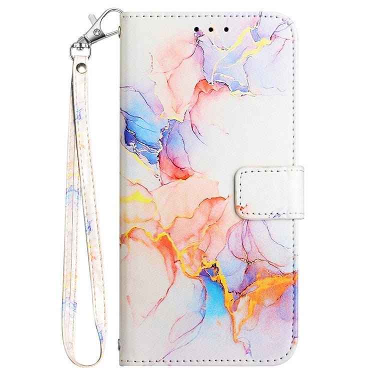 YB Pattern Printing Leather Series-5 For Oppo A79 5G / A2 5G Case Card Slots Wallet Leather Phone Cover - Milky Way Marble White LS004