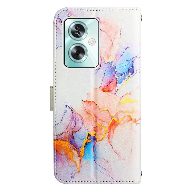 YB Pattern Printing Leather Series-5 For Oppo A79 5G / A2 5G Case Card Slots Wallet Leather Phone Cover - Milky Way Marble White LS004