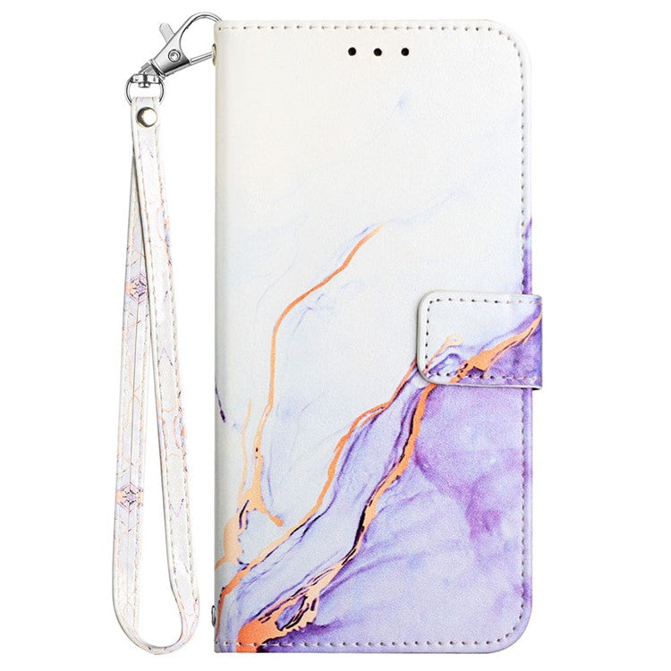 YB Pattern Printing Leather Series-5 For Oppo A79 5G / A2 5G Case Card Slots Wallet Leather Phone Cover - White+Purple LS006