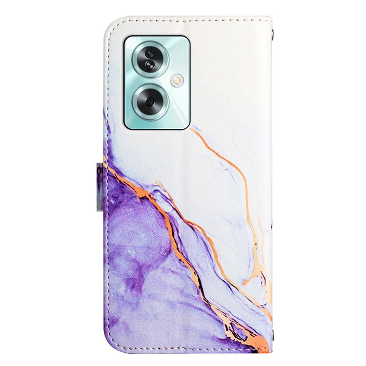 YB Pattern Printing Leather Series-5 For Oppo A79 5G / A2 5G Case Card Slots Wallet Leather Phone Cover - White+Purple LS006