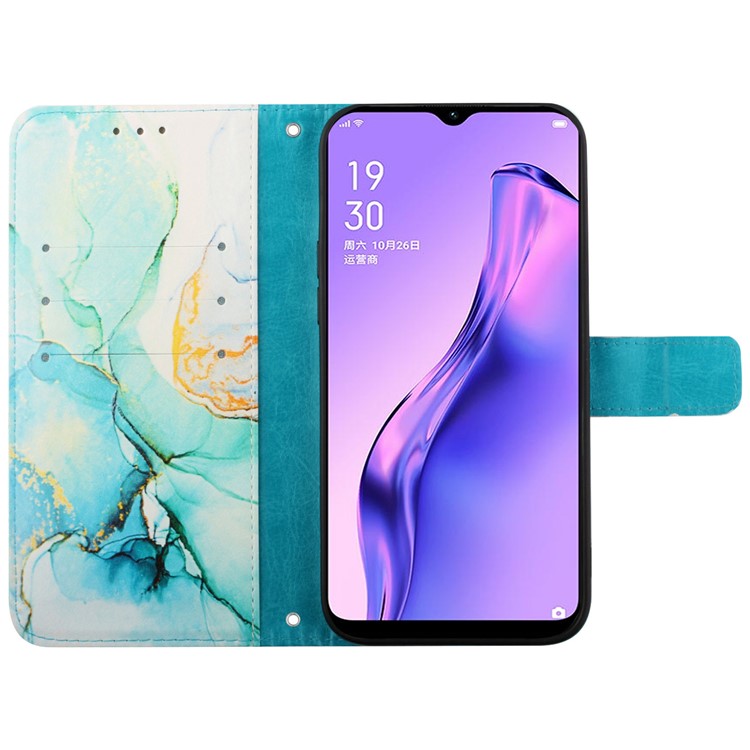 YB Pattern Printing Leather Series-5 For Oppo A79 5G / A2 5G Case Card Slots Wallet Leather Phone Cover - Green LS003