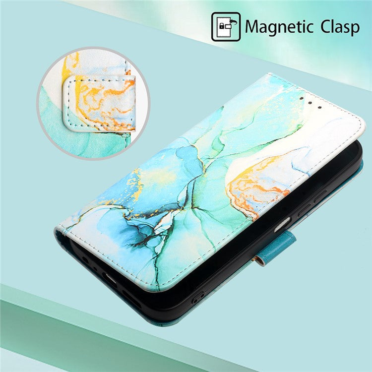 YB Pattern Printing Leather Series-6 For Oppo A79 5G / A2 5G Case Crossbody Leather Wallet Cover - Green LS003