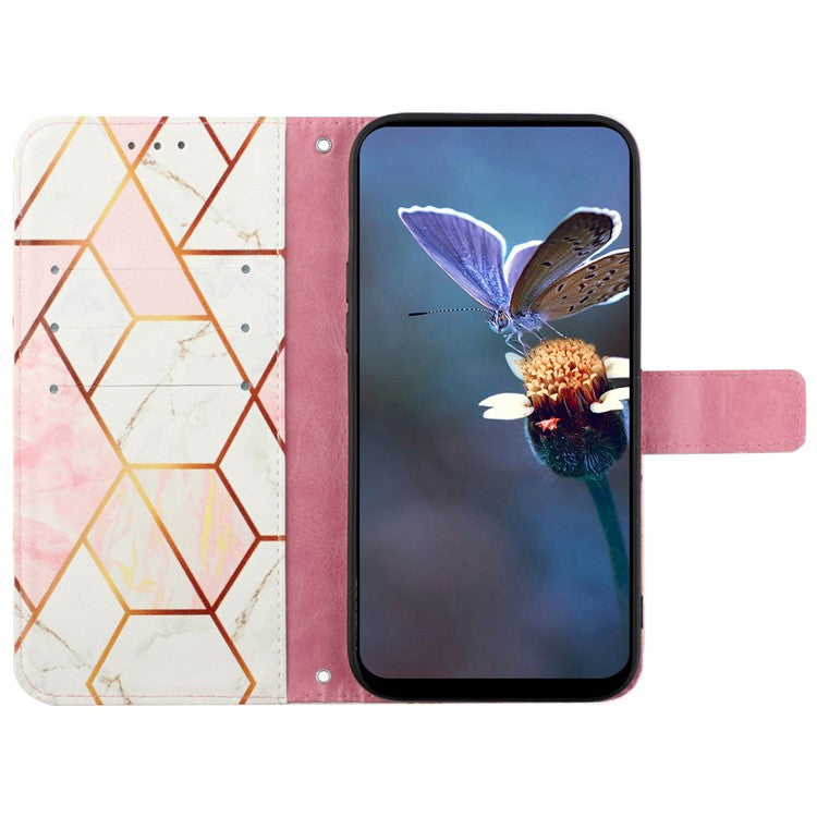 YB Pattern Printing Leather Series-6 For Oppo A79 5G / A2 5G Case Crossbody Leather Wallet Cover - Pink / White LS002