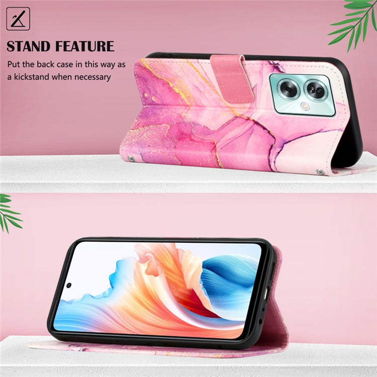 YB Pattern Printing Leather Series-6 For Oppo A79 5G / A2 5G Case Crossbody Leather Wallet Cover - Pink / Purple / Gold LS001