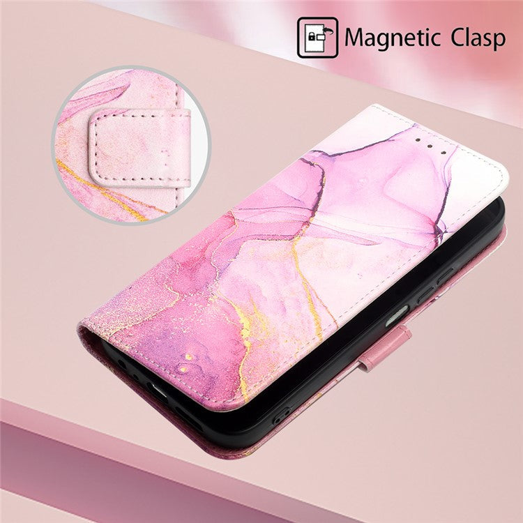 YB Pattern Printing Leather Series-6 For Oppo A79 5G / A2 5G Case Crossbody Leather Wallet Cover - Pink / Purple / Gold LS001