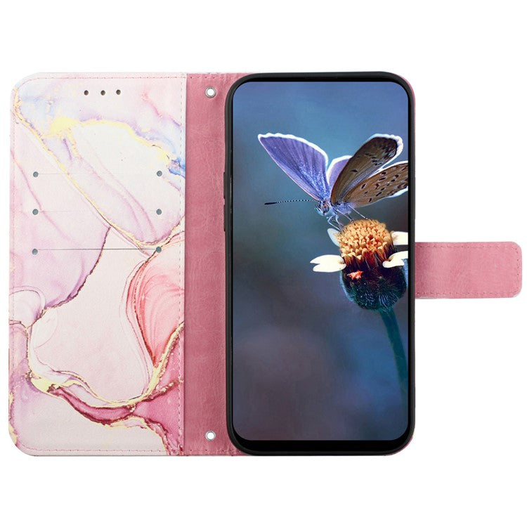 YB Pattern Printing Leather Series-6 For Oppo A79 5G / A2 5G Case Crossbody Leather Wallet Cover - Rose Gold LS005