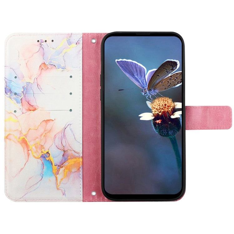 YB Pattern Printing Leather Series-6 For Oppo A79 5G / A2 5G Case Crossbody Leather Wallet Cover - Milky Way Marble White LS004