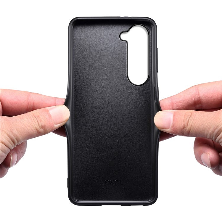 For Samsung Galaxy S23+ Slim Case Calf Texture PU+PC+TPU Phone Cover - Orange