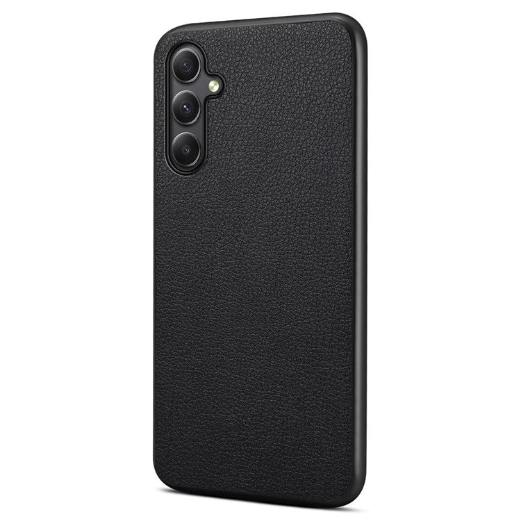 For Samsung Galaxy A34 5G Cell Phone Cases Calf Texture Leather+PC+TPU Slim-Fit Cover - Black