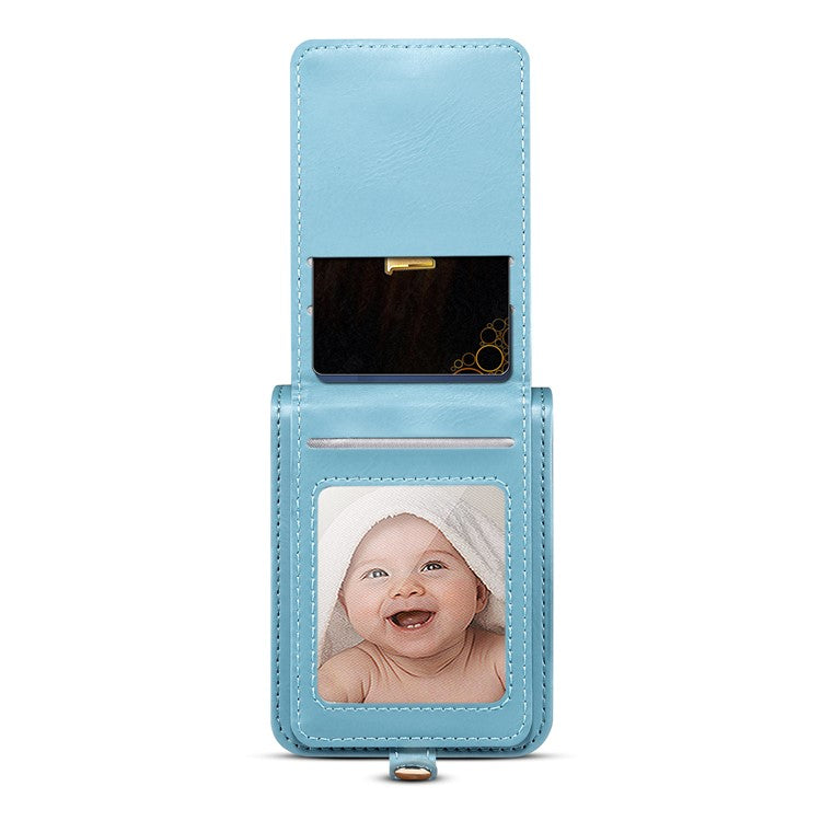 For Samsung Galaxy Z Flip5 5G Case PU Leather+PC Interstellar Pattern Phone Cover with Straps - Blue
