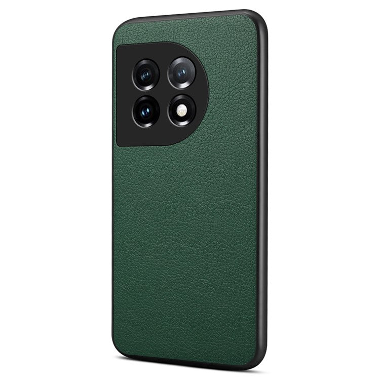 For OnePlus 11 5G Case PU Leather Coated PC+TPU Calf Textured Cover - Green